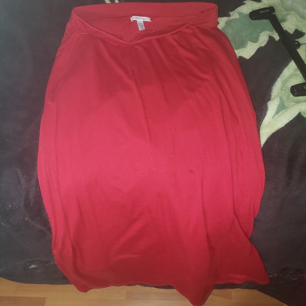 Long red skirt